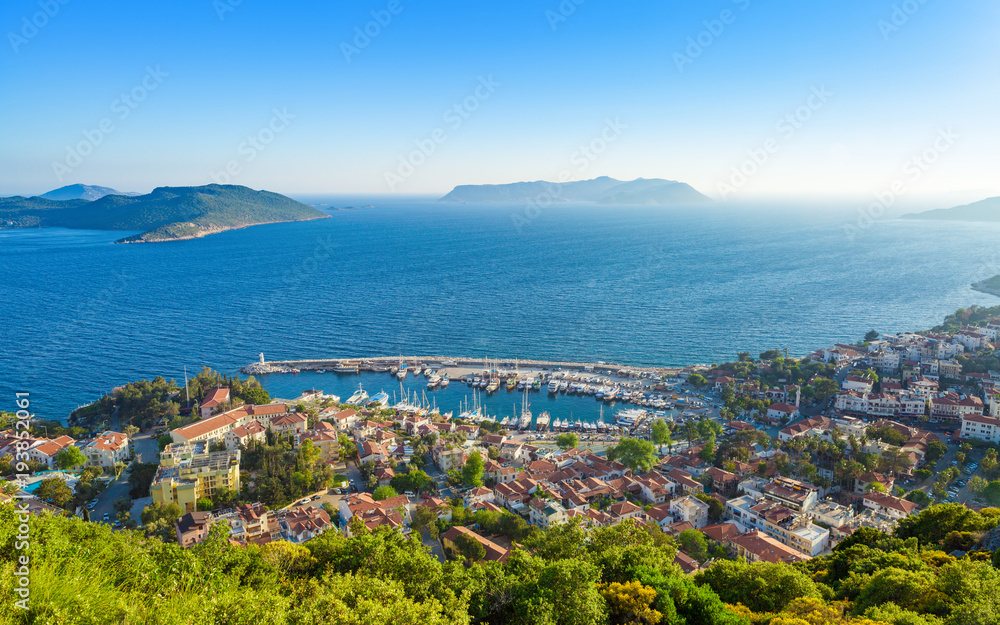 Aerial view of popular resort city Kas in Turkey