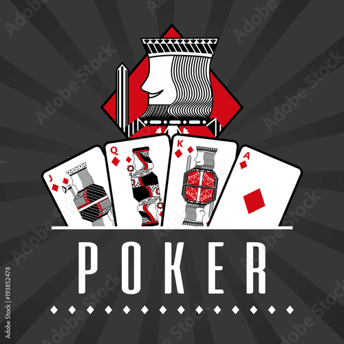 deck of card casino poker king diamond black rays background vector illustration