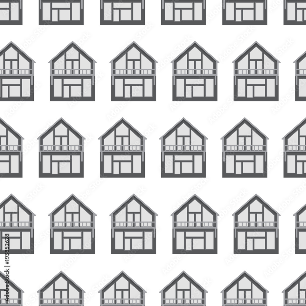 Seamless pattern with buildings in flat style a vector.
Private country cottages. A design concept for packing paper.Rural house.Background for the website or wallpaper.
