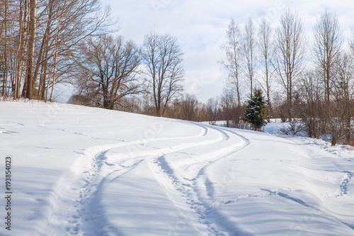 Snow and cold weater at Latvia, Rauna. photo