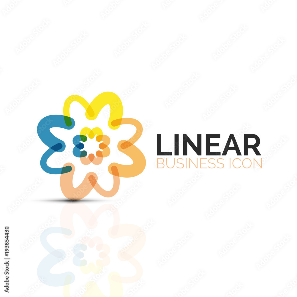 Abstract flower or star, linear thin line icon. Minimalistic business geometric shape symbol created with line segments Abstract flower or star, linear thin line icon. Minimalistic business geometric shape symbol created with line segments