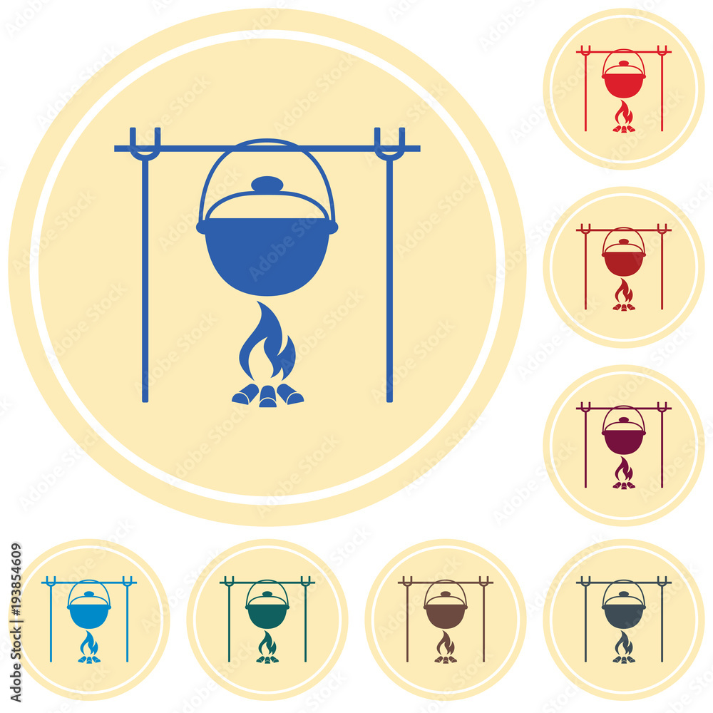 Fire and pot icon Fire and pot icon