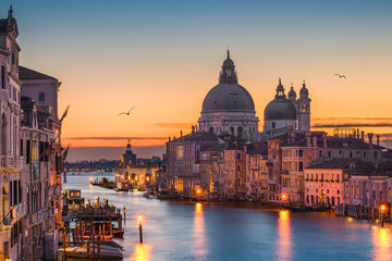 Wandcirkels Venetië Canal Grande bij nacht Venetië  © Mapics
