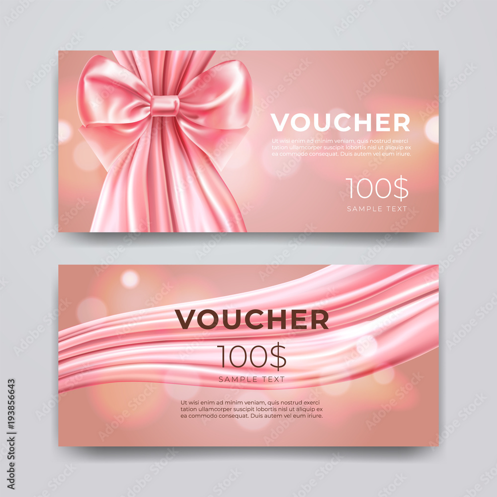 Cheque Bonus Gift voucher design template. Set of premium promotional card with ...