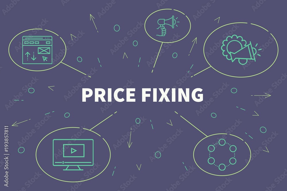 Conceptual business illustration with the words price fixing