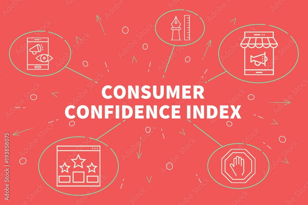 Conceptual business illustration with the words consumer confidence index Conceptual business illustration with the words consumer confidence index