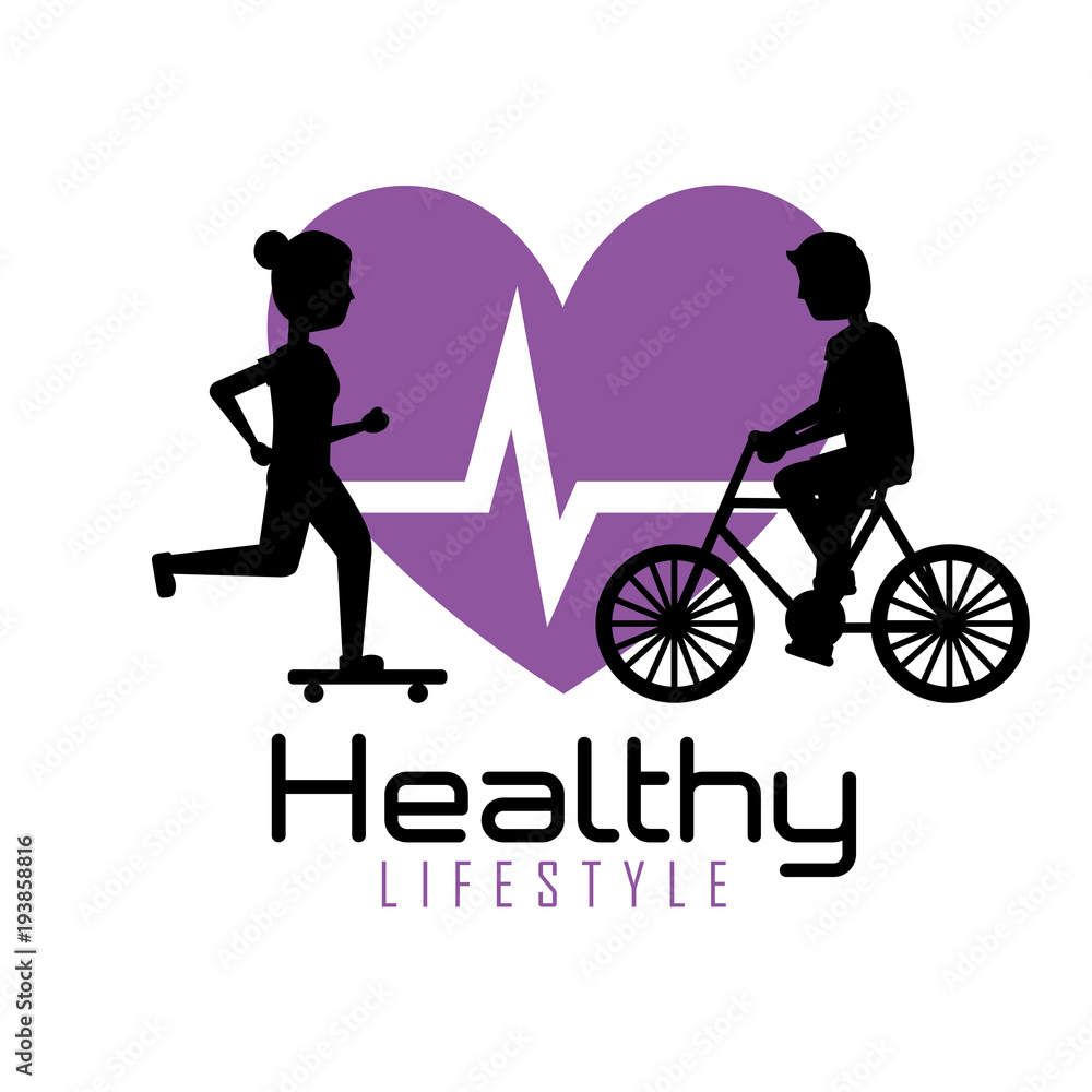 healthy lifestyle people training exercise heartbeat vector illustration healthy lifestyle people training exercise heartbeat vector illustration