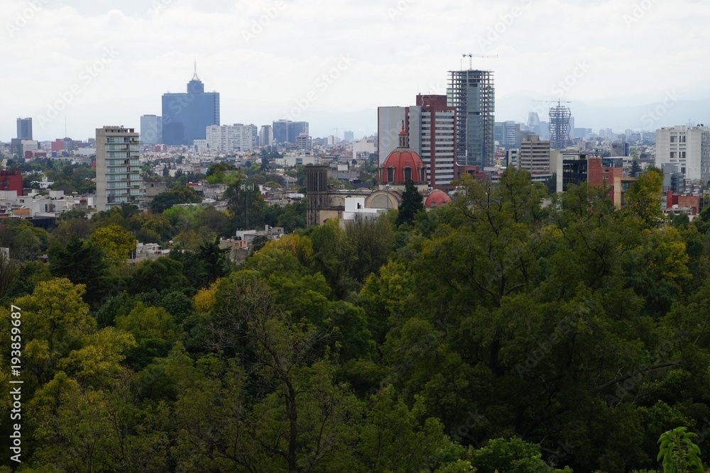 View of Mexico City from Bosque de Chapultepec park