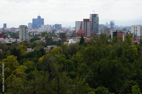 View of Mexico City from Bosque de Chapultepec park
