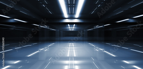 Fototapeta Abstract dark tunnel perspective 3d