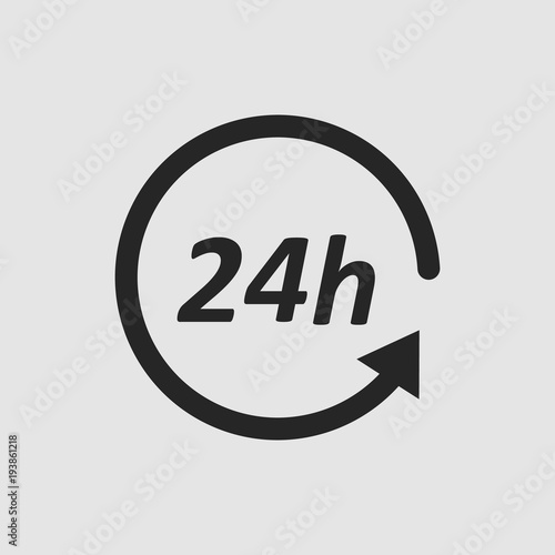 24 hours icon. 24 hours vector isolated. Flat vector illustration in black. EPS