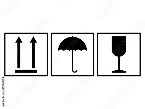 Black fragile symbol isolated on white background. Vector