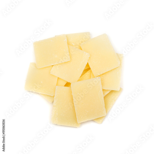Sliced Gouda Cheese Isolated on White Background