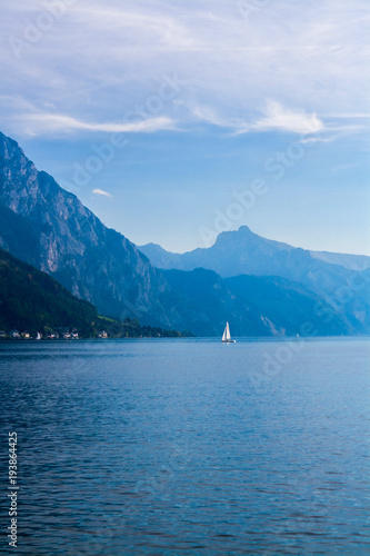 Sunny day on the lake Traunsee, Austria