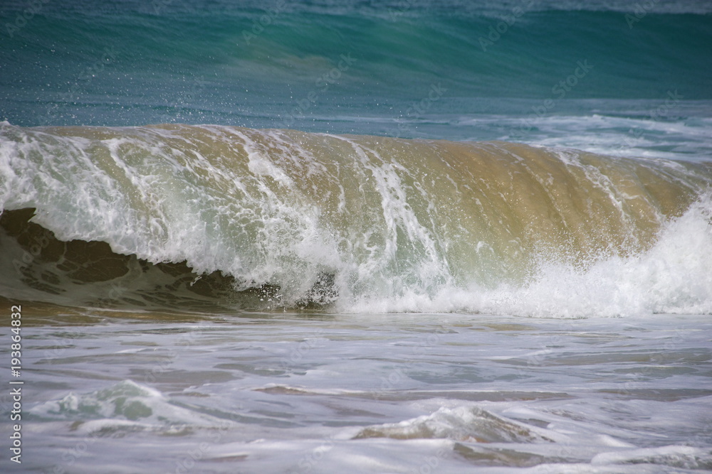 Fototapeta premium Waves breaking on tropical sand beach