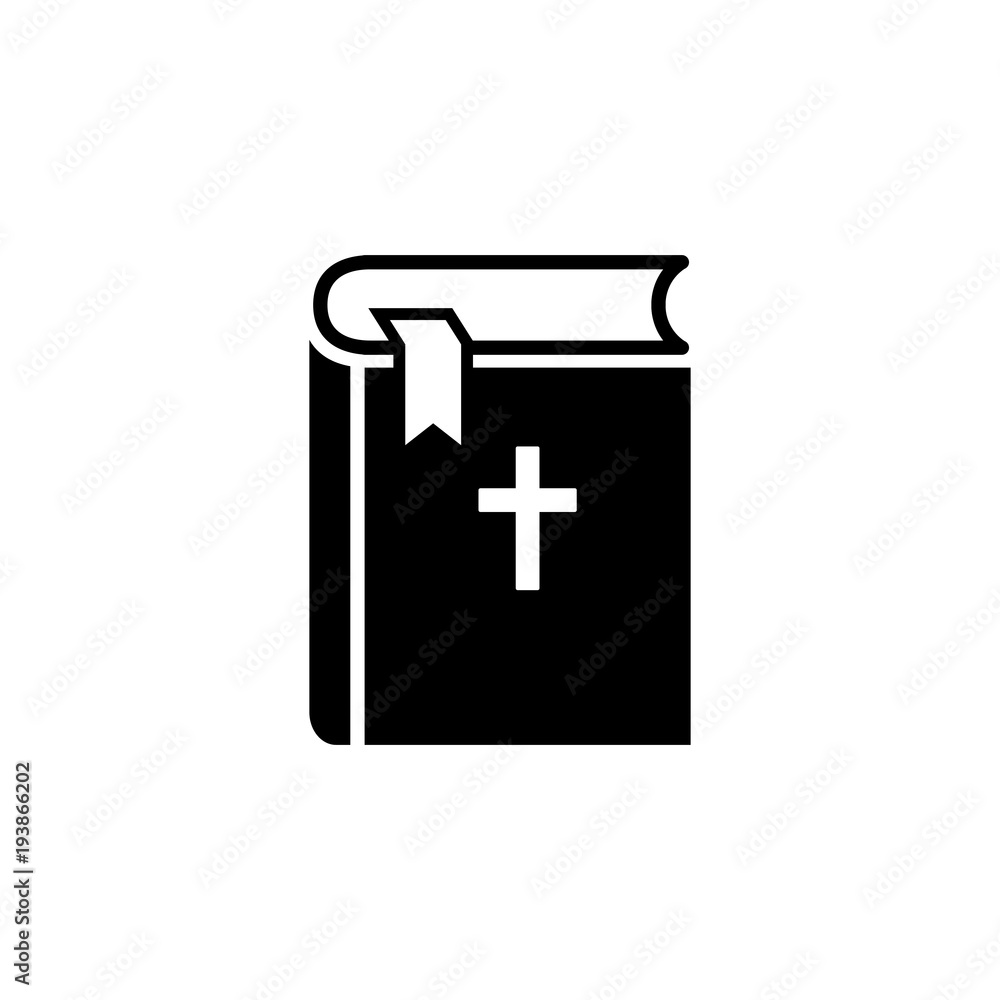 Obraz premium bible book with bookmark black vector icon on white background