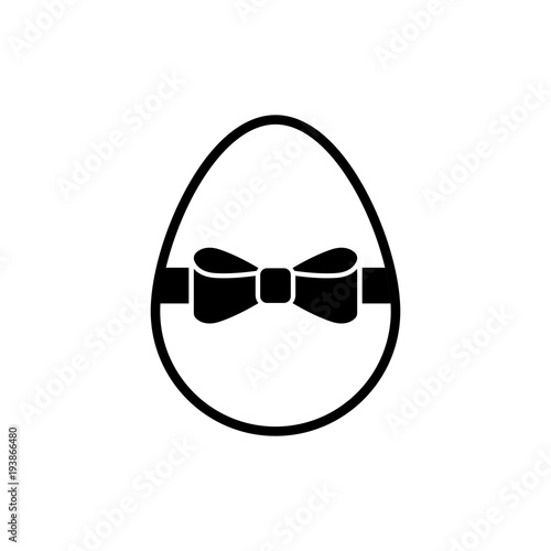 easter egg with bow vector isolated black icon on white background