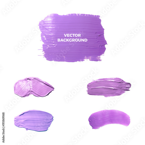 Set purple abstract wet and dry acrylic watercolor texture on the white background, vector ink. Trendy background for design, party, brochure, wedding, invitation, flyer, banner, card, poster 