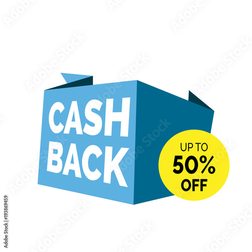 Cash back lettering with percent off