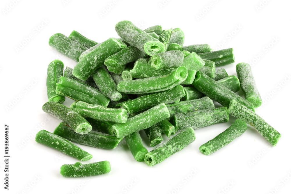 Frozen cut green beans vegetable isolated on white background Frozen cut green beans vegetable isolated on white background