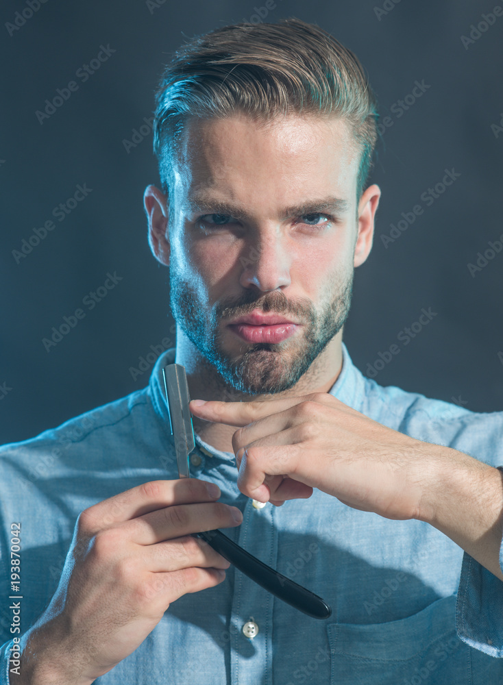 Brutal caucasian hipster with beard and moustache bearded man