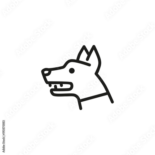 Beware of dog sign line icon