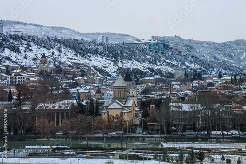 Wallpaper Mural snowy tbilisi view churches Torontodigital.ca