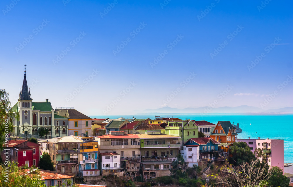 View on Cityscape of historical city Valparaiso