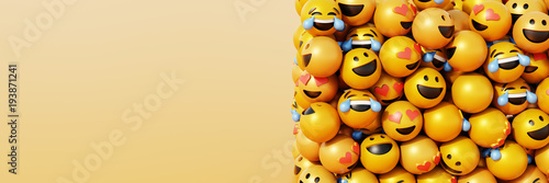 Infinite emoticons 3d rendering background, social media and communications concept