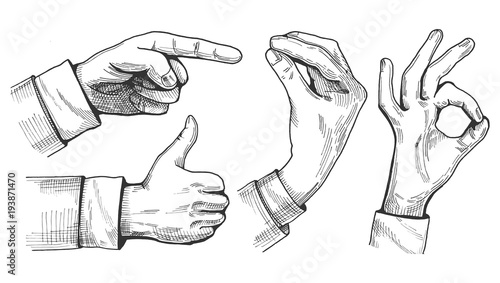 a set of male hand gestures