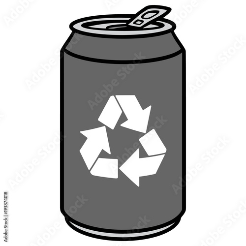 Aluminum Can with Recycle Symbol - A vector cartoon illustration of a Aluminum Can with a Recycle Symbol.