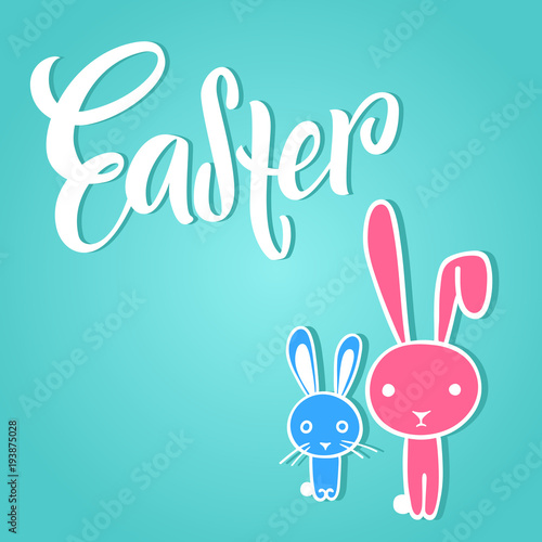 Wallpaper Mural Hand lettering Easter. Modern typography with cartoon easter bunnies Torontodigital.ca