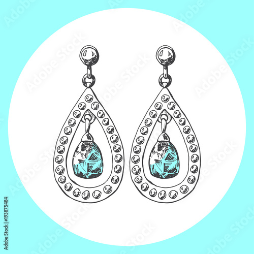 Hand drawn earrings. Icon in sketch style. Vector illustration.