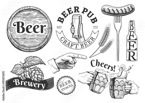 beer emblems set