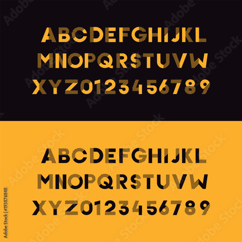 Vector modern urban alphabet font and numbers