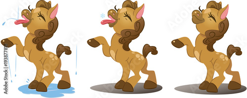 Happy prancing pony, pony in the rain