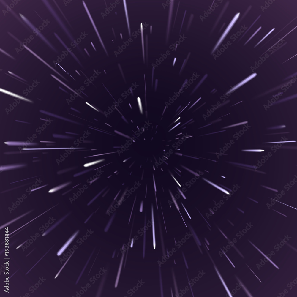 Ultraviolet light of moving stars with speed zoom. Ultra violet abstract vector background with Star Warp or Hyperspace space travel. Ultraviolet light of moving stars with speed zoom. Ultra violet abstract vector background with Star Warp or Hyperspace space travel.