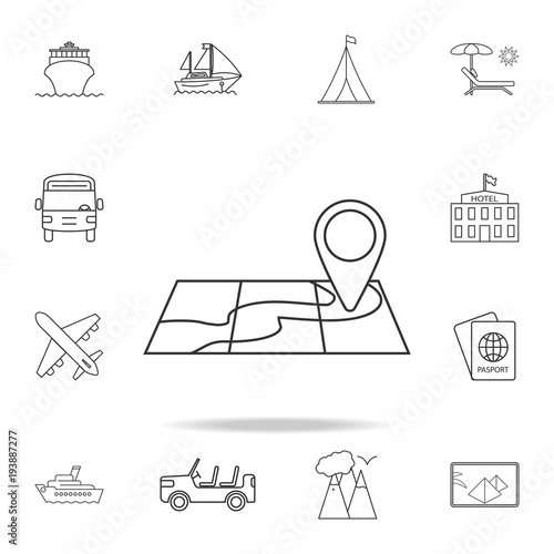 Point on map line Icon. Set of Tourism and Leisure icons. Signs, outline furniture collection, simple thin line icons for websites, web design, mobile app, info graphics