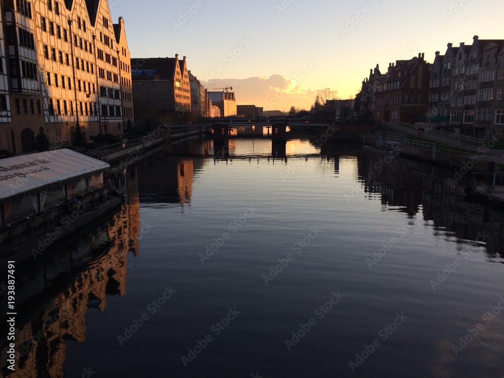 old town water reflection in sunset old town water reflection in sunset