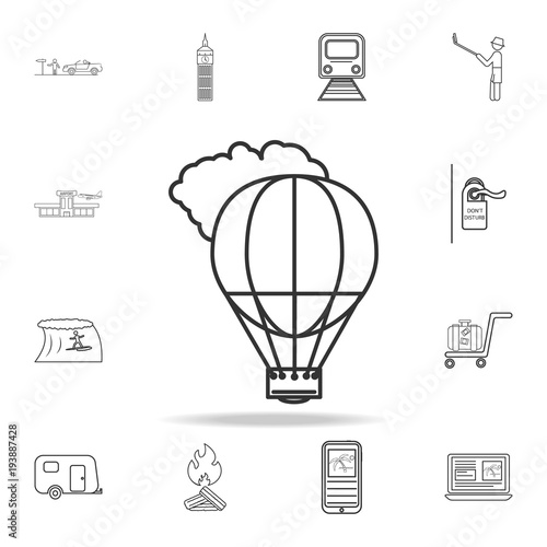 Aerostat line icon. Set of Tourism and Leisure icons. Signs, outline furniture collection, simple thin line icons for websites, web design, mobile app, info graphics
