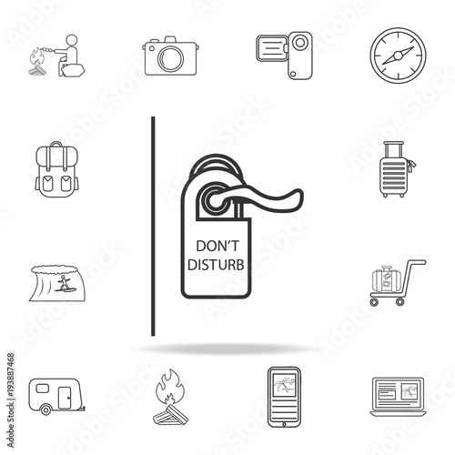Do not disturb sign line icon. Set of Tourism and Leisure icons. Signs, outline furniture collection, simple thin line icons for websites, web design, mobile app, info graphics