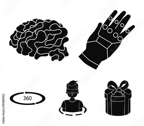 Technology, innovation, man, complemented .Virtual reality set collection icons in black style vector symbol stock illustration web.