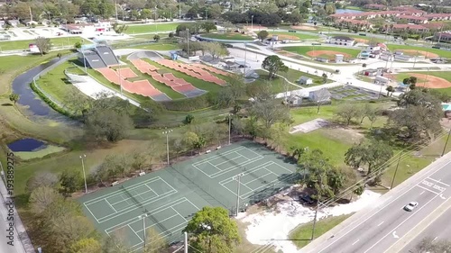 youth park with tennis bmx skate drone aerial photo