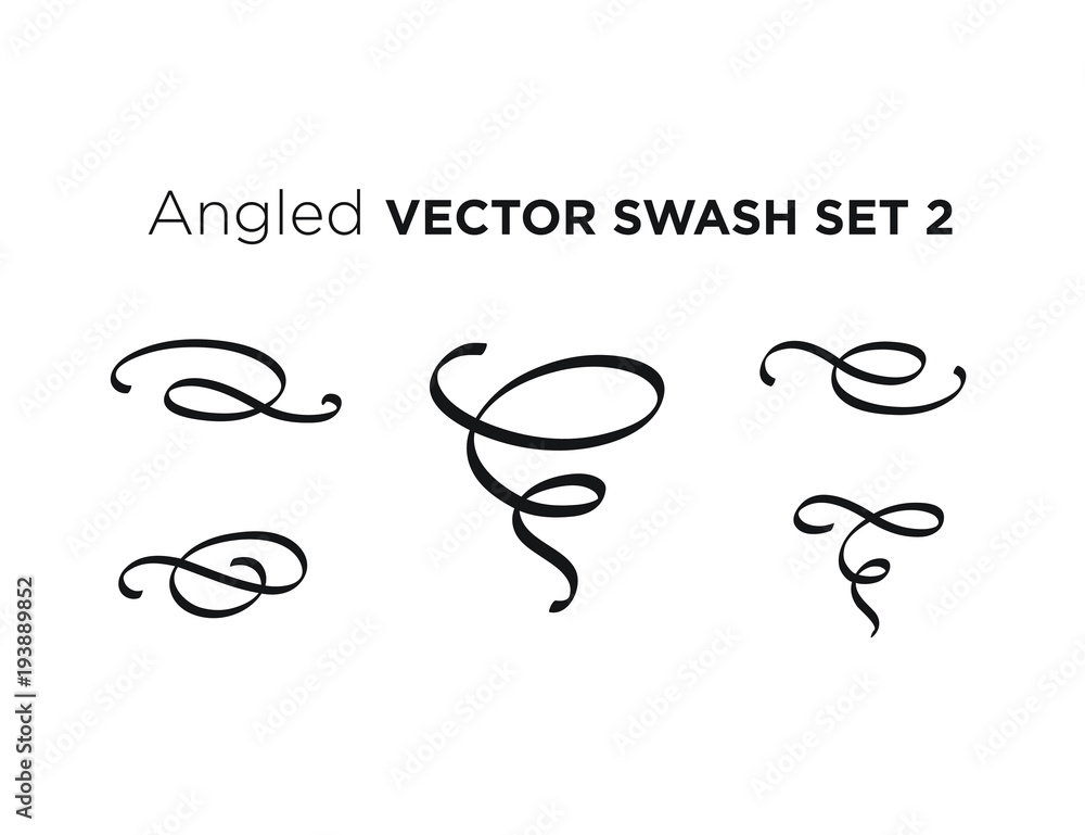 Calligraphic swashes for invitation or classic logo design. Black swash calligraphy design elements on white background. Vector curled flourishes with loops for decoration. Calligraphic swashes for invitation or classic logo design. Black swash calligraphy design elements on white background. Vector curled flourishes with loops for decoration.