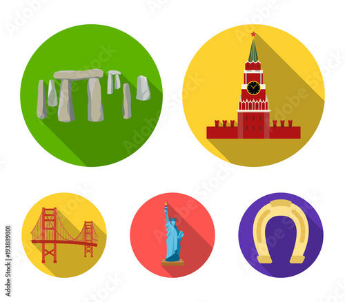 Building, interesting, place, coliseum .Countries country set collection icons in flat style vector symbol stock illustration web.