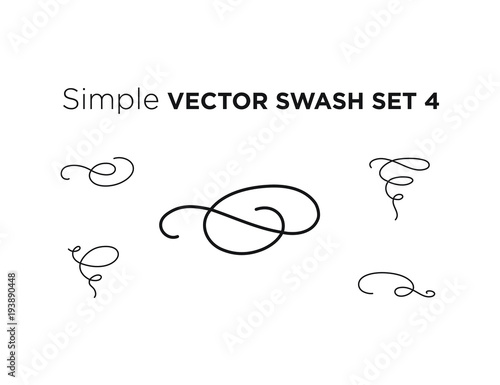 Simple calligraphic thin line swashes for invitation or classic logo design. Black swash calligraphy design elements on white background. Vector curled flourishes set with loops for decoration.