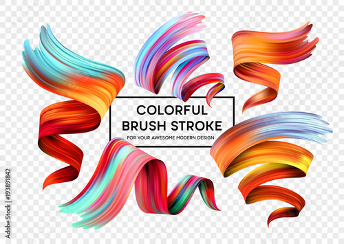 Set of colorful brush strokes. Modern design element. Vector illustration