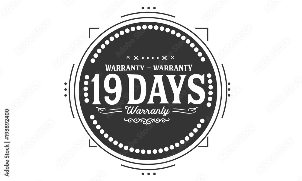 19 days warranty icon vintage rubber stamp guarantee