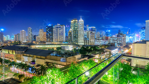 Eleveted, night view of Makati, the business district of Metro Manila photo