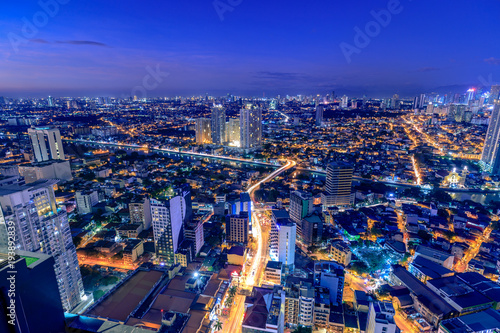 Night view of Mandaluyong, View from Makati in Metro Manila, Philippines © yooranpark